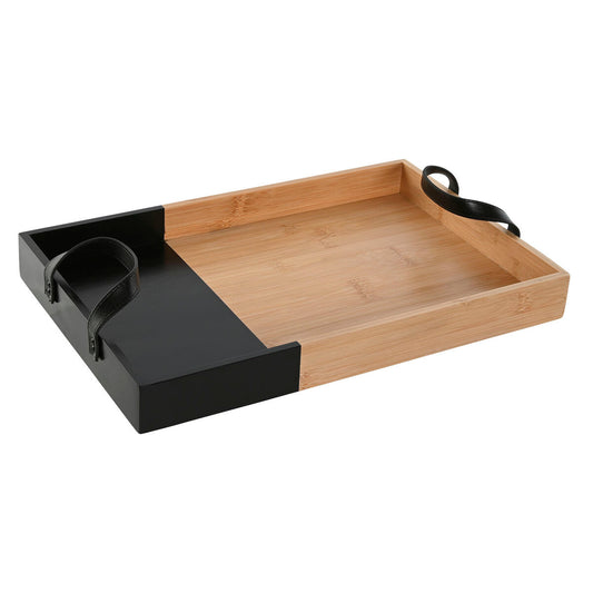 Snack tray Home ESPRIT Black Natural Modern 42 x 27 x 4,5 cm