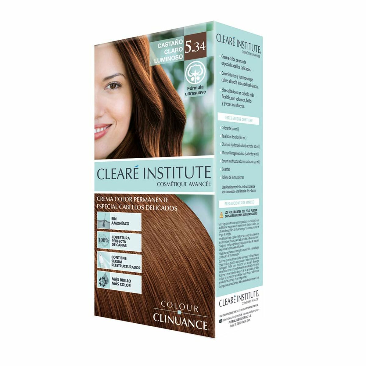 Permanent Colour Creme Clearé Institute Colour Clinuance Nº 5.34-castaño claro luminoso Clearé Institute