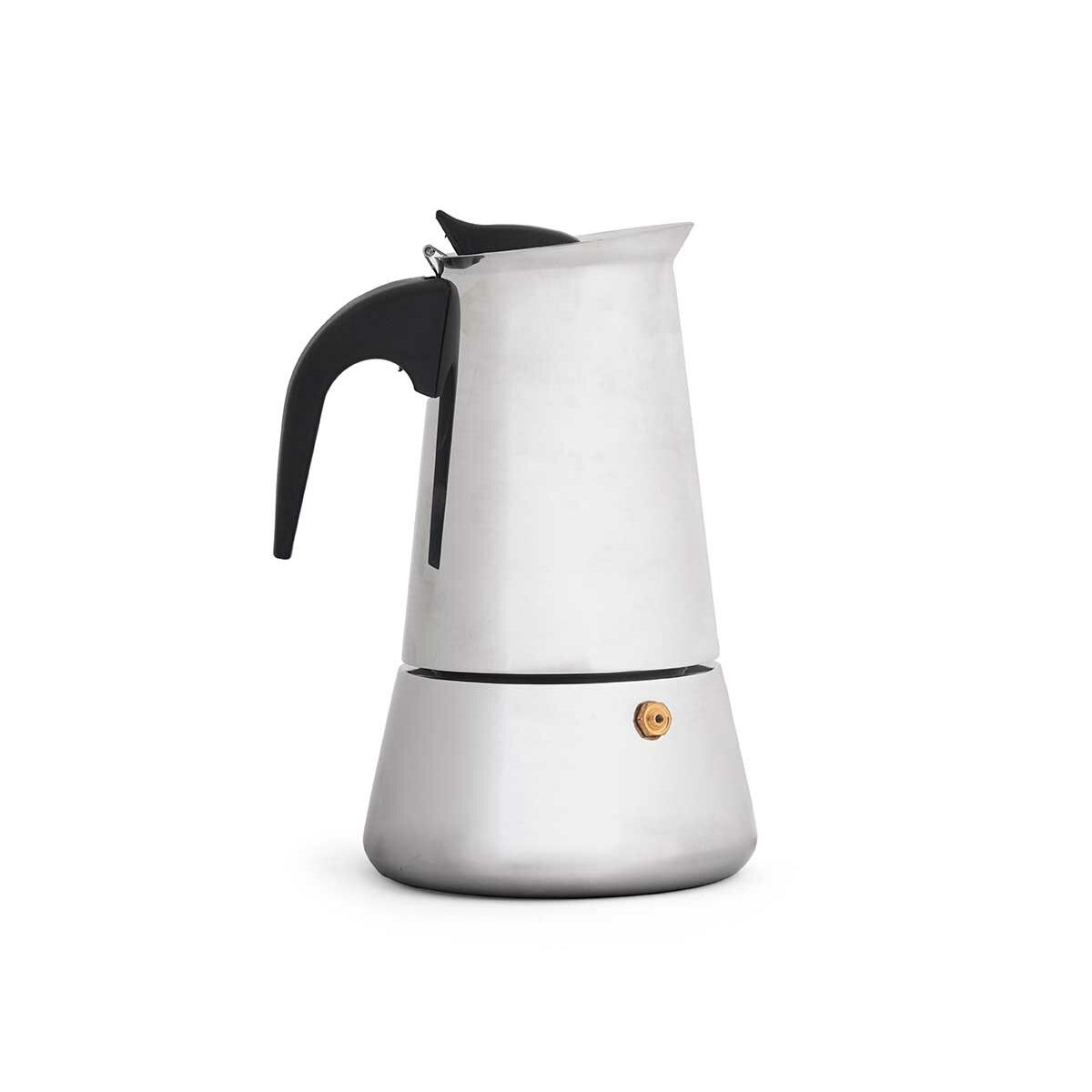 Italian Coffee Pot Kinvara S12AA-4T Black Silver Steel 4 Cups