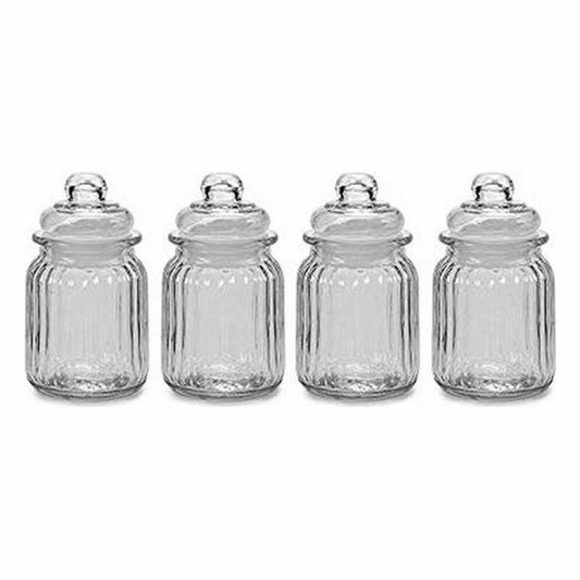 Glass Jar 4 Units Transparent Ø 7,5 x 12,5 cm 300 ml