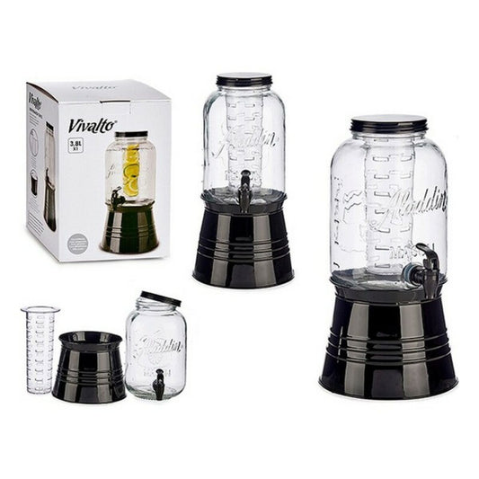 Transparent Glass Jug Vivalto DW6004S-1 Black Transparent Metal Crystal Plastic 3,8 L Cooler