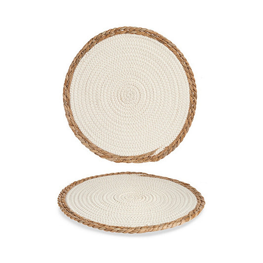 Table Mat White White/Brown Natural 35 x 1 x 35 cm