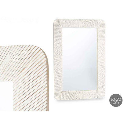 Wall mirror 38 White Brown Stripes 90 x 60 x 2 cm Rectangular