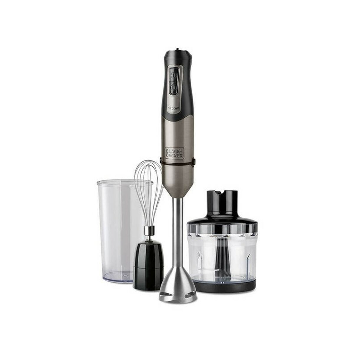 Multifunction Hand Blender with Accessories Black & Decker ES9160140B Black Grey Silver 1200 W