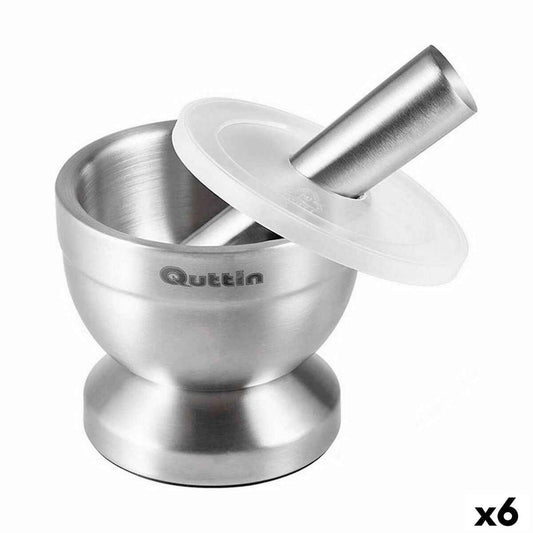 Mortar and pestle Quttin Stainless steel Steel 9,8 x 8,2 cm Non-slip (6 Units)