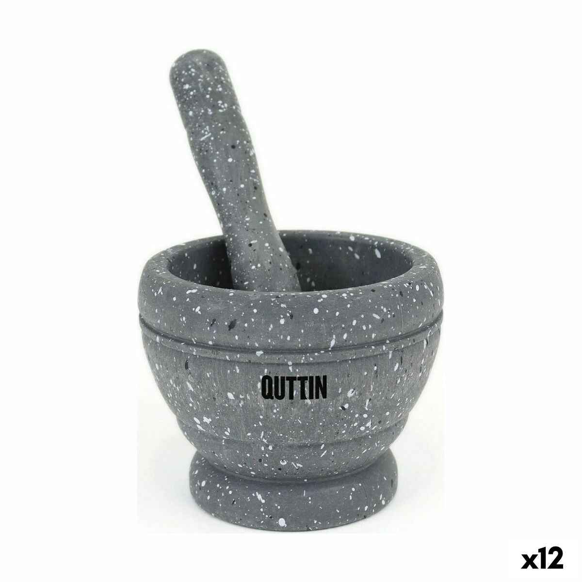 Mortar and pestle Quttin Plastic 11 x 9 cm Black (12 Units)