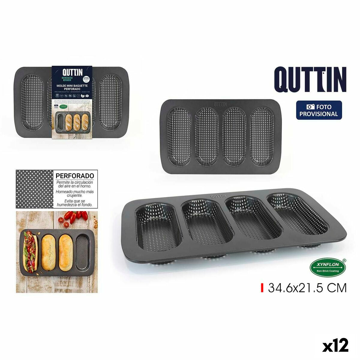 Shaped mould Quttin Baguette 0,5 mm 34,6 x 21,5 x 3 cm (12 Units)