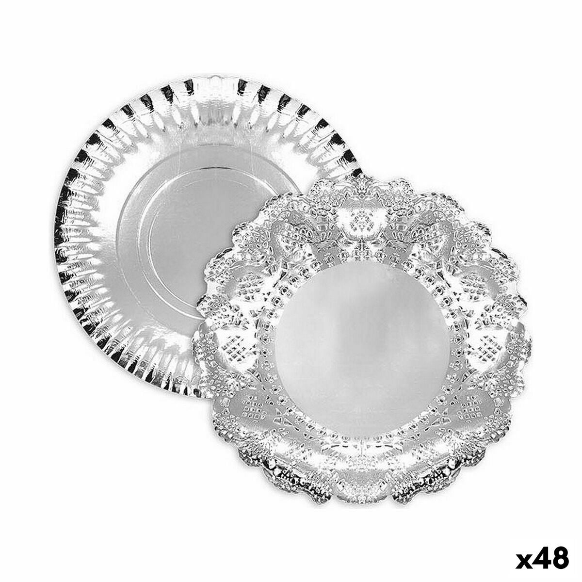 Snack tray Algon Silver Circular 30 x 30 x 1,5 cm (48 Units)