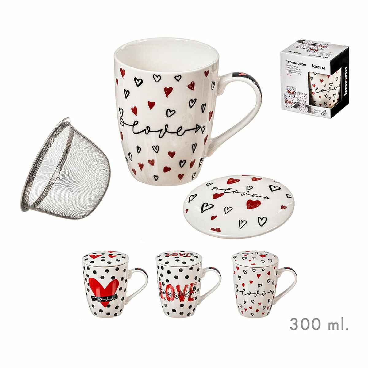 Cup with Tea Filter Kozina Valentine's day 300 ml