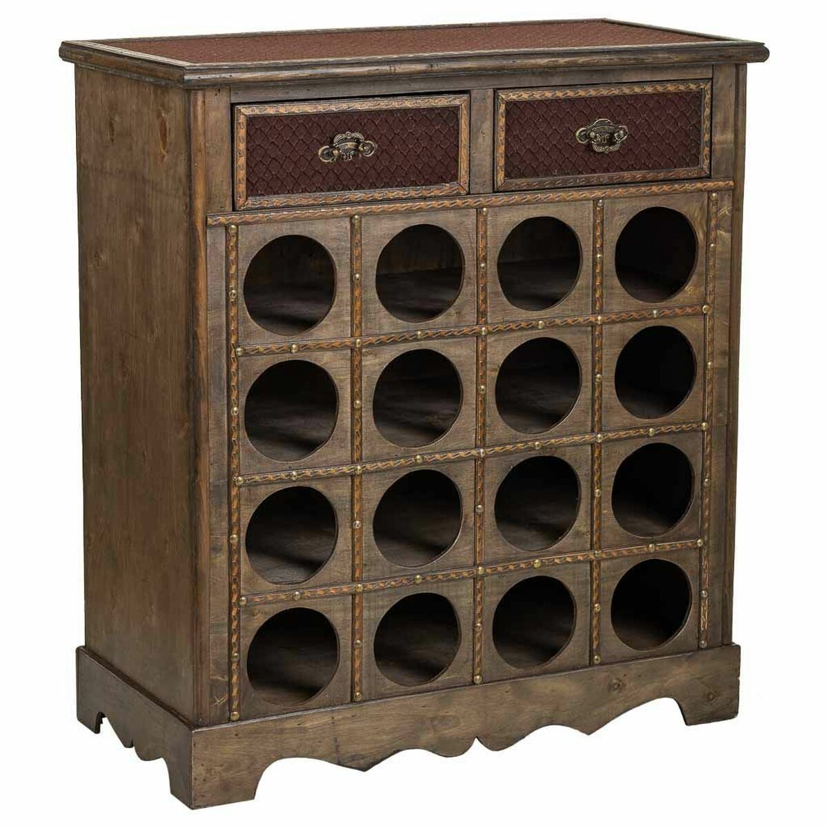 Bottle rack Alexandra House Living Brown Wood Metal 31 x 69 x 63 cm Furniture 2 drawers 16 bottles Alexandra House Living