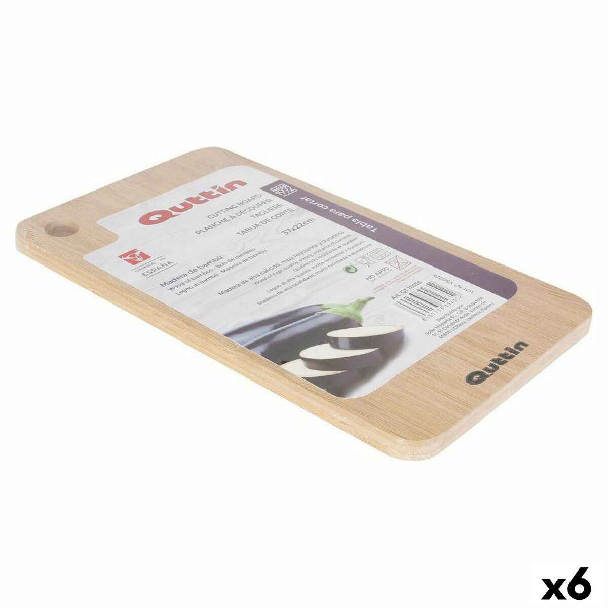 Cutting board Quttin Quttin Wood, bamboo Bamboo (6 Units) (37 x 22 cm)