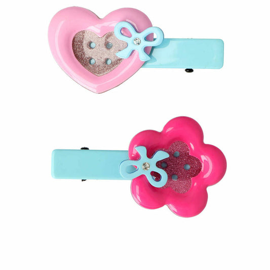 Hair Clips Inca Flower Heart Buttons (2 Pieces) Inca