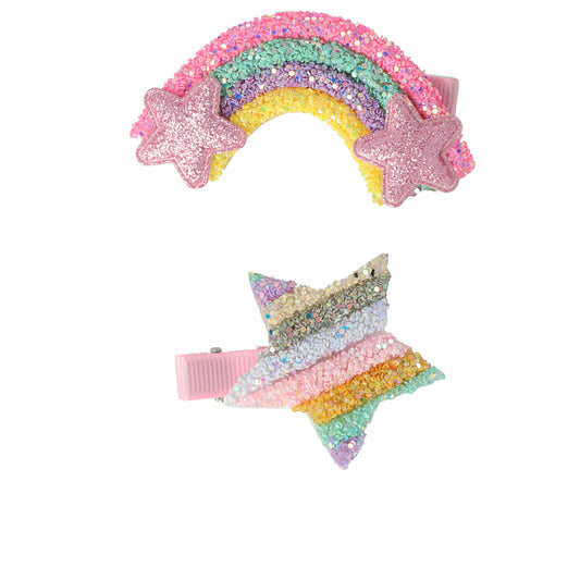 Hair Clips Inca Star Rainbow 2 Units Inca