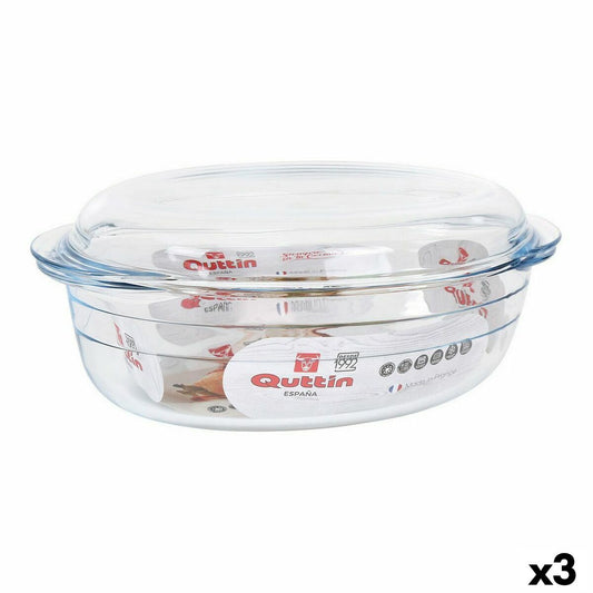 Casserole with lid Quttin 63095 Glass 33 x 20 x 13 cm (3L + 1L)