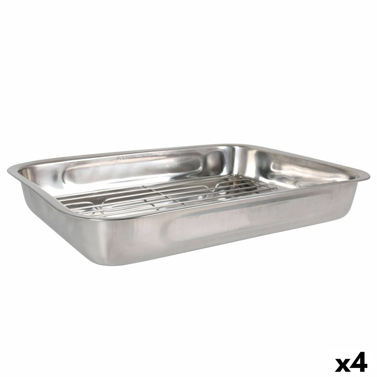 Baking tray Quttin Steel Silver Rectangular 43,4 x 31,2 cm (4 Units)