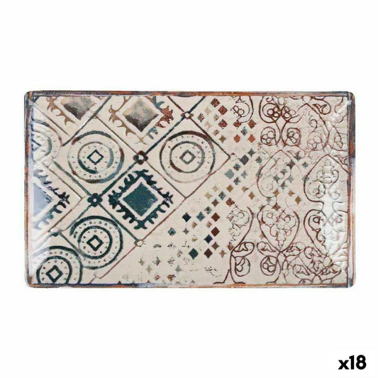 Serving Platter La Mediterránea Grecia Porcelain Rectangular 25,3 x 15 x 1,8 cm (18 Units)