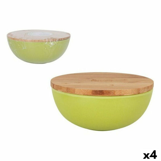 Bowl Percutti Legno percutti Green Bamboo With lid (4 Units)