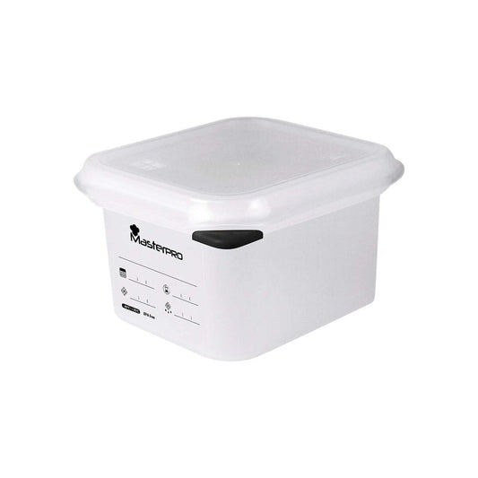 Hermetic Lunch Box Masterpro Foodies polypropylene Squared 1 L 17,6 x 10,8 x 10 cm White Transparent Masterpro