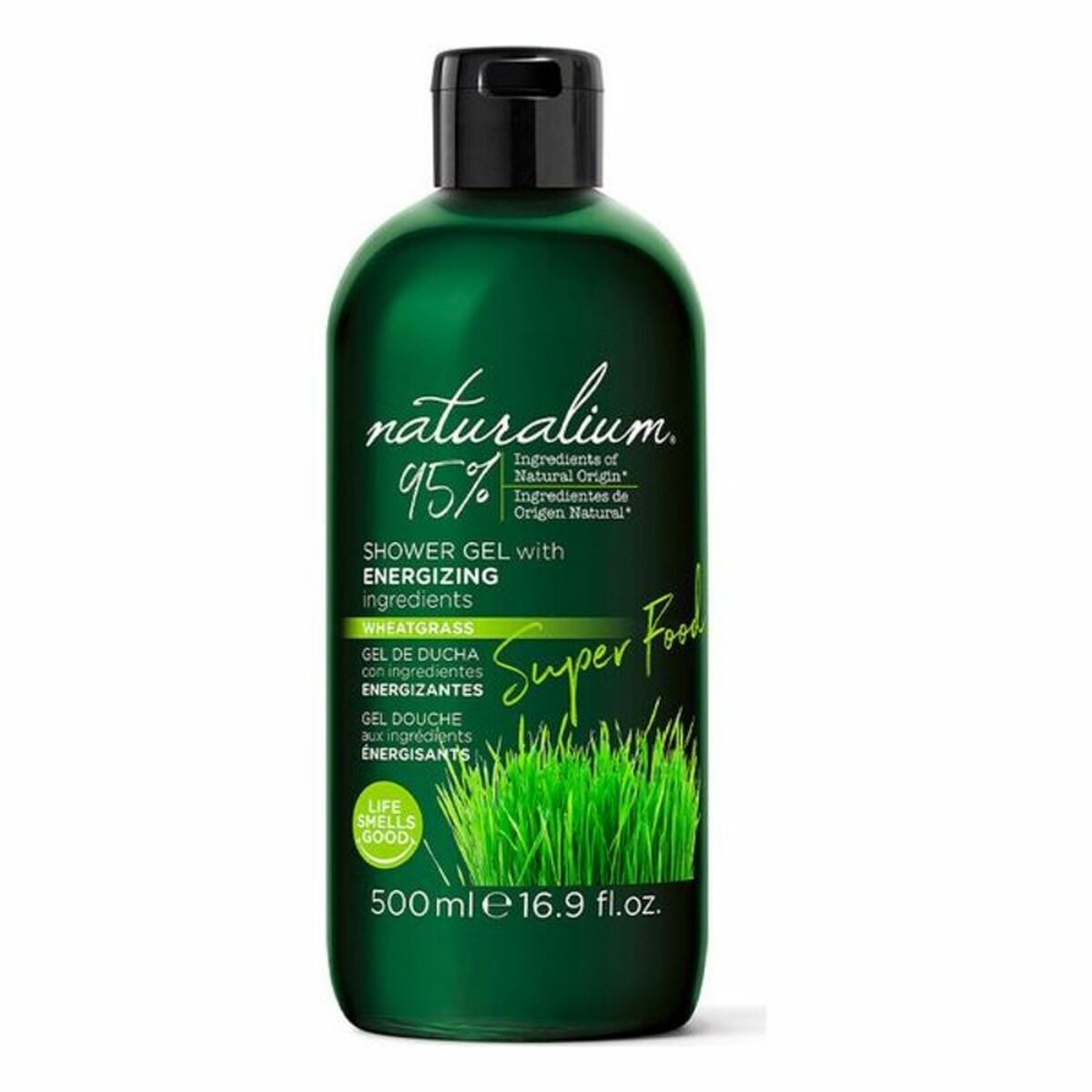 Shower Gel Super Food Wheatgrass Energizing Naturalium (500 ml) Naturalium