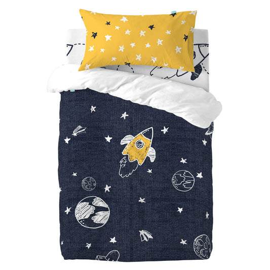 Duvet cover set HappyFriday Mr Fox Starspace Multicolour Baby Crib 2 Pieces HappyFriday