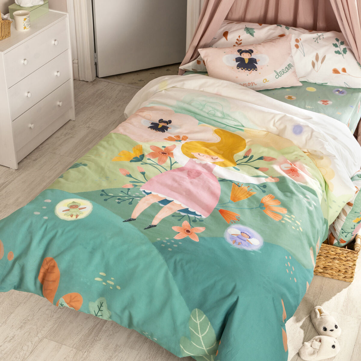 Duvet cover set HappyFriday Mr Fox Dreaming Multicolour Single 2 Pieces HappyFriday