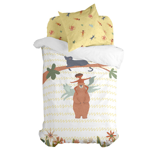 Duvet cover set HappyFriday Mr Fox Jungle life Multicolour Single 2 Pieces HappyFriday