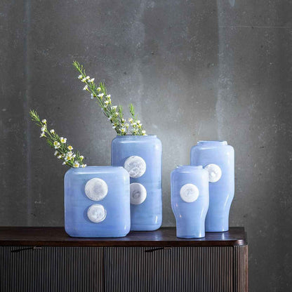 Vase Blue White Resin Crystal 17 x 9 x 34 cm