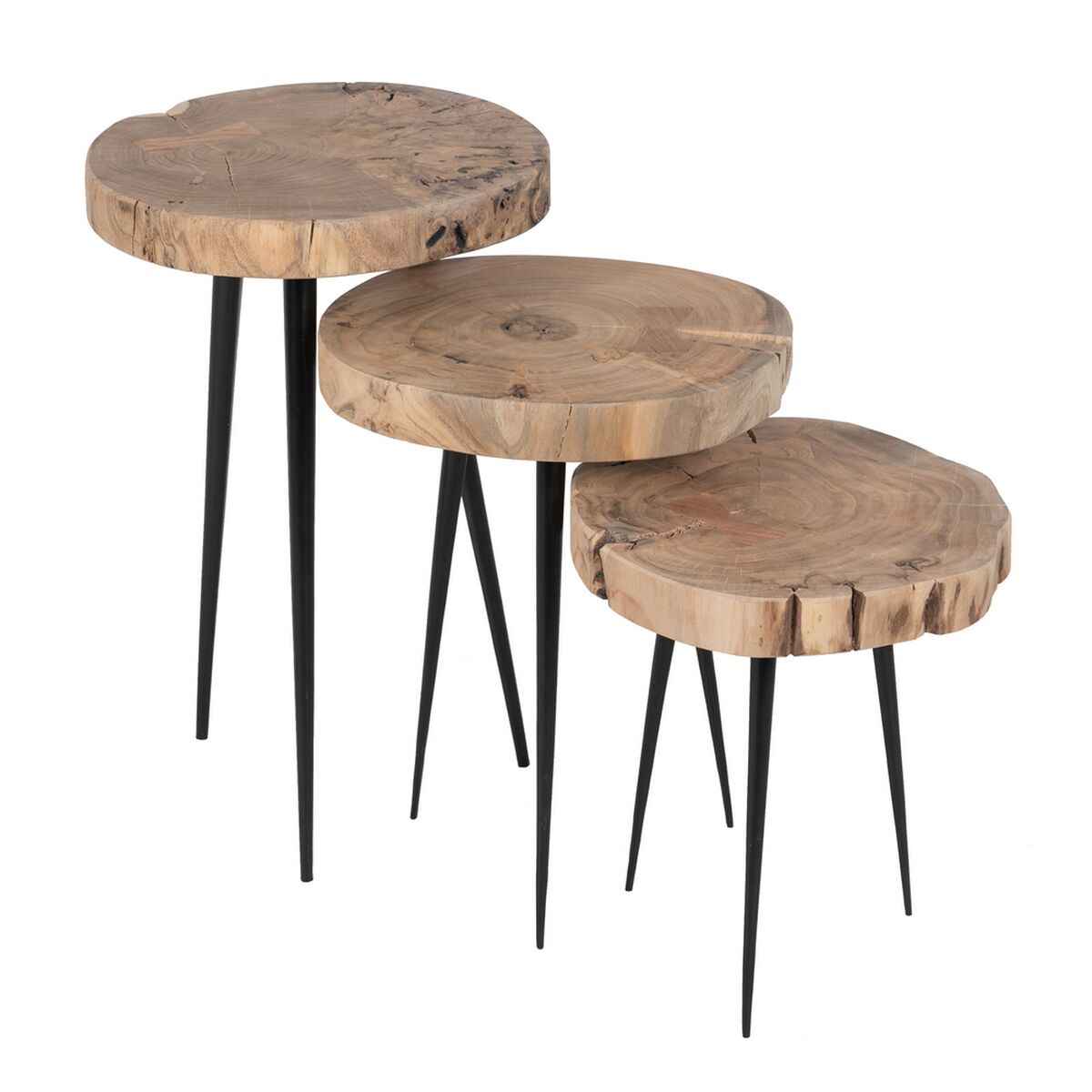 Set of 3 tables Natural Iron 40 x 38 x 62,3 cm (3 Units)