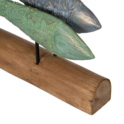 Decorative Figure Green Natural Fish 56 x 7 x 31 cm