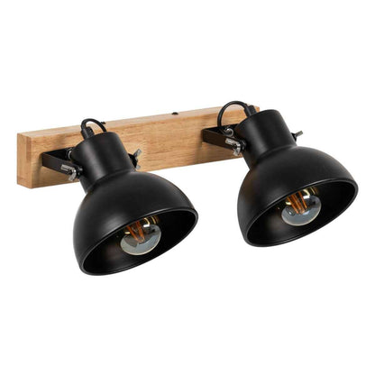 Wall Light Black Beige Wood Iron A 220-240 V 36 x 21 x 17 cm