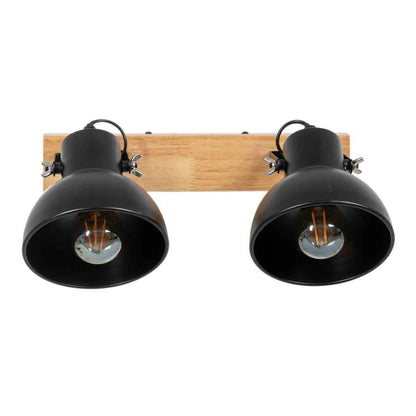 Wall Light Black Beige Wood Iron A 220-240 V 36 x 21 x 17 cm