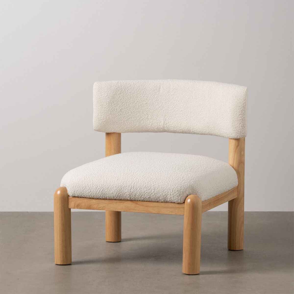 Armchair White Natural Polyurethane Rubber wood 62 x 62 x 71 cm