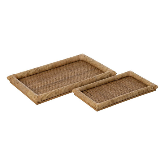 Snack tray Natural Rattan 47,5 x 30 x 4 cm (2 Units)