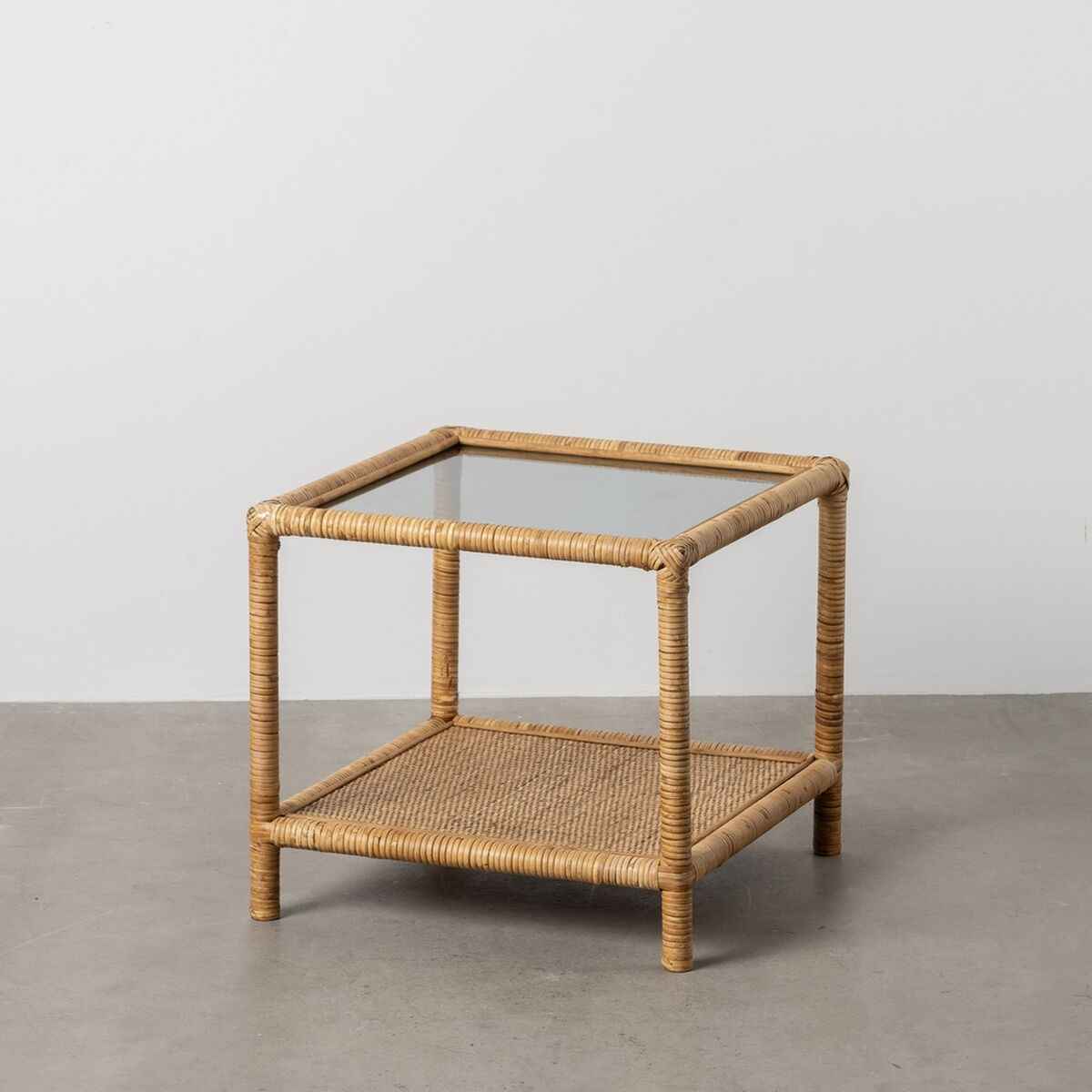 Side table Beige Crystal Rattan 50 x 50 x 45 cm