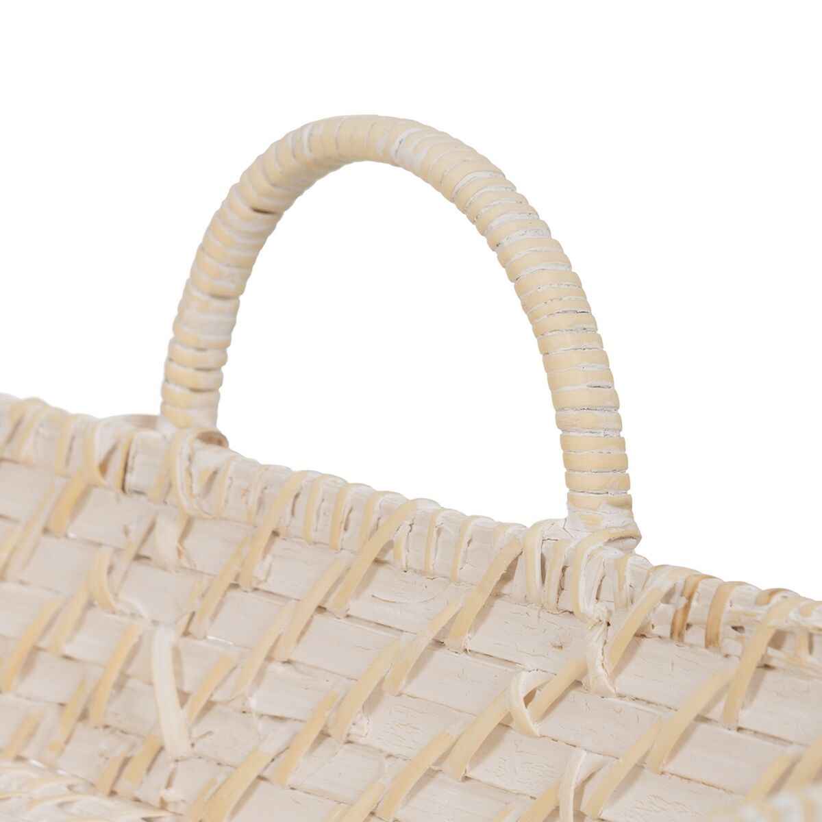 Tray White Bamboo Rattan 45 x 34 x 13 cm (2 Units)