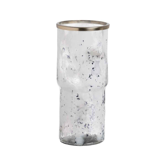 Vase White Champagne Aluminium Crystal 18,5 x 18,5 x 39 cm