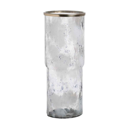 Vase White Champagne Aluminium Crystal 19,5 x 19,5 x 51 cm