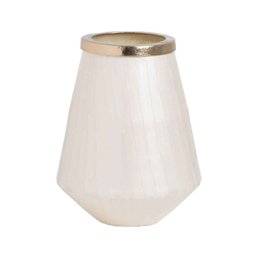 Vase White Golden Aluminium Crystal 23 x 23 x 29 cm