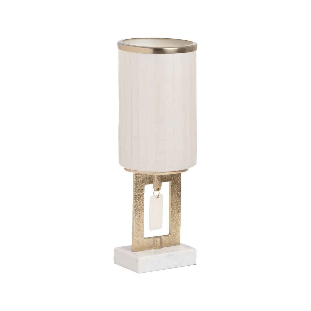 Vase White Golden Aluminium Crystal Marble 12,5 x 12,5 x 37 cm