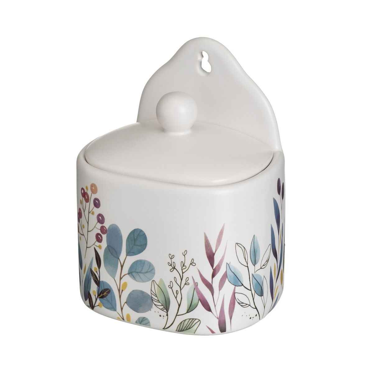 Salt Shaker with Lid BERRIES White Red Green Stoneware 500 ml 12 x 8,5 x 15 cm