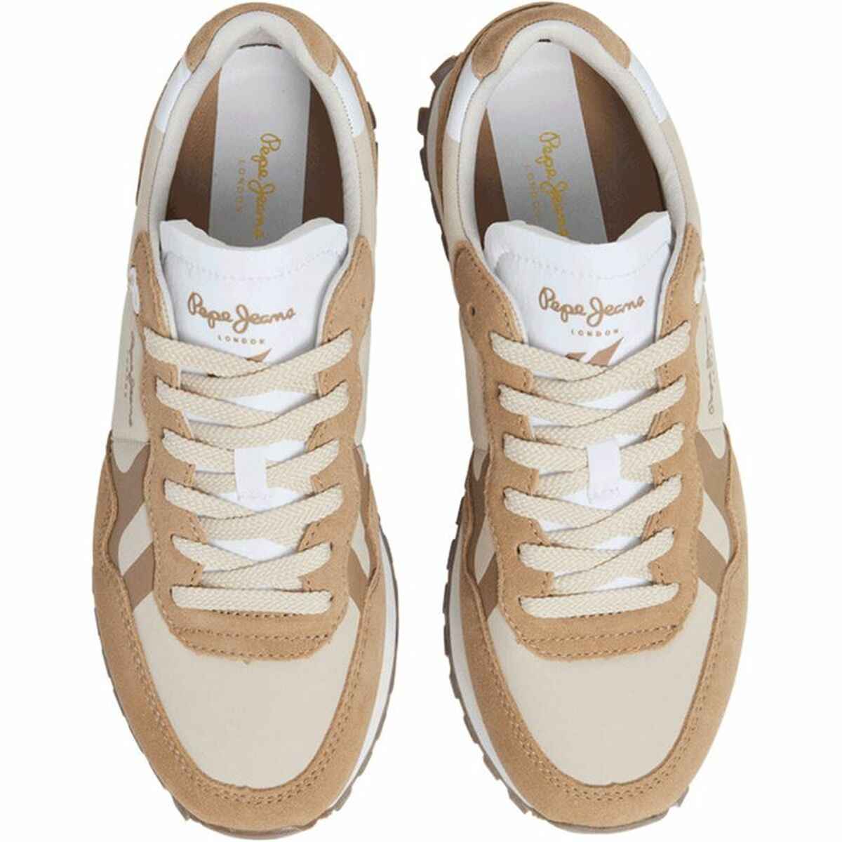 Women's casual trainers Pepe Jeans Brit-On Prints White Beige