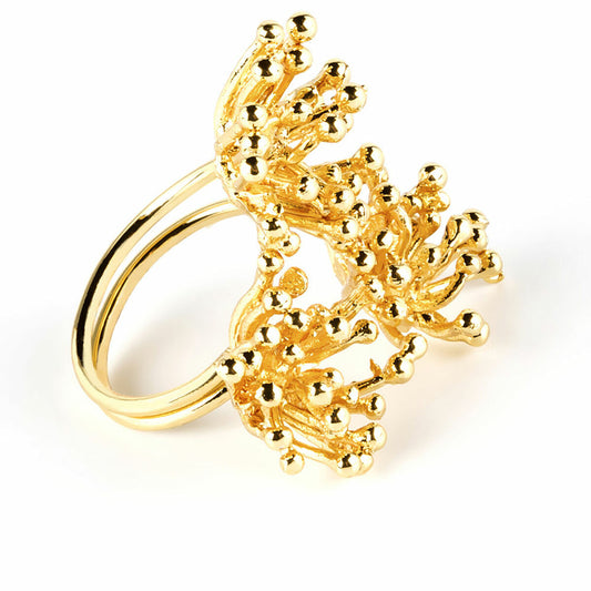 Ladies' Ring Shabama Deyá Flower Brass gold-plated Adjustable Shabama