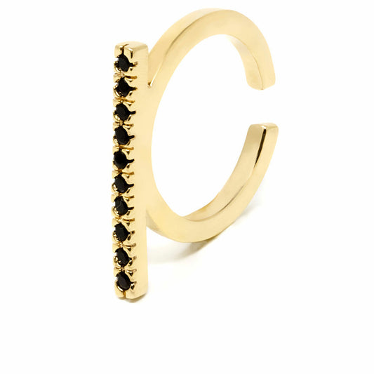 Ladies' Ring Shabama Manhattan Brass gold-plated Black Adjustable Shabama