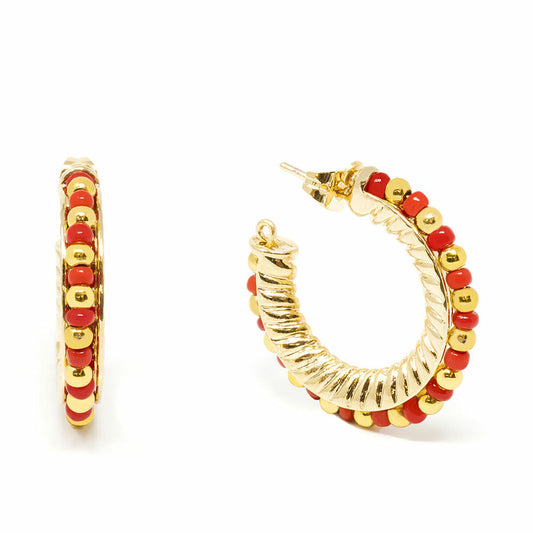 Ladies' Earrings Shabama Etiopia Brass gold-plated Red 2 cm Shabama