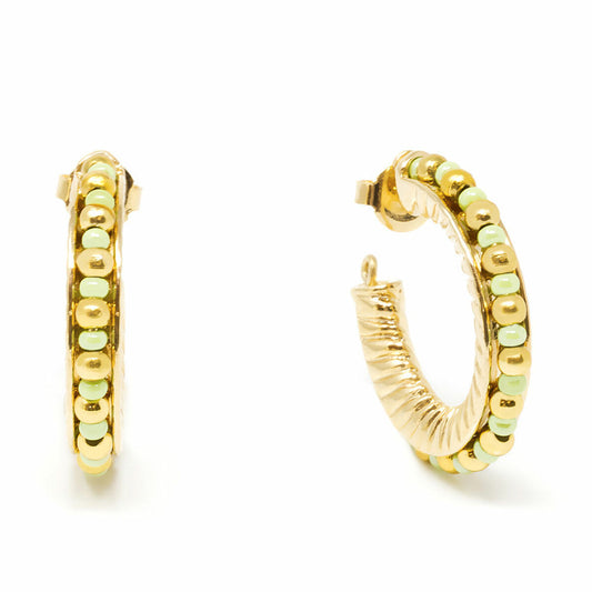 Ladies' Earrings Shabama Etiopia Brass gold-plated Green 2 cm Shabama