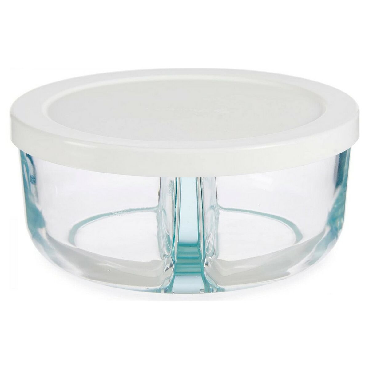 Lunch box 2 Compartments White Transparent Glass (16 x 7,6 x 16 cm)