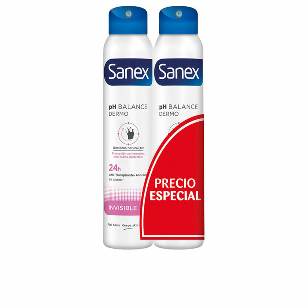 Spray Deodorant Sanex Invisible 2 Units 200 ml Sanex