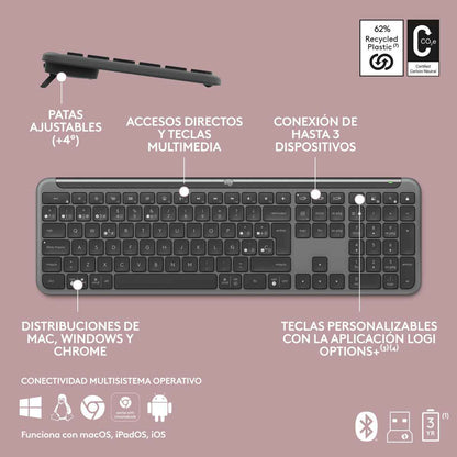 Wireless Keyboard Logitech 920-012455 Graphite QWERTY