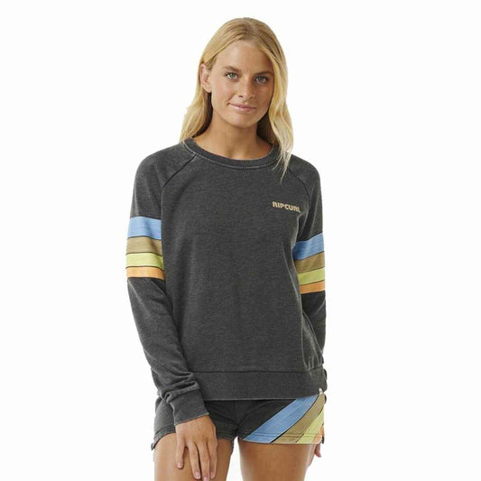 Women’s Sweatshirt without Hood Rip Curl High Tide Surf Raglan Crew Grey