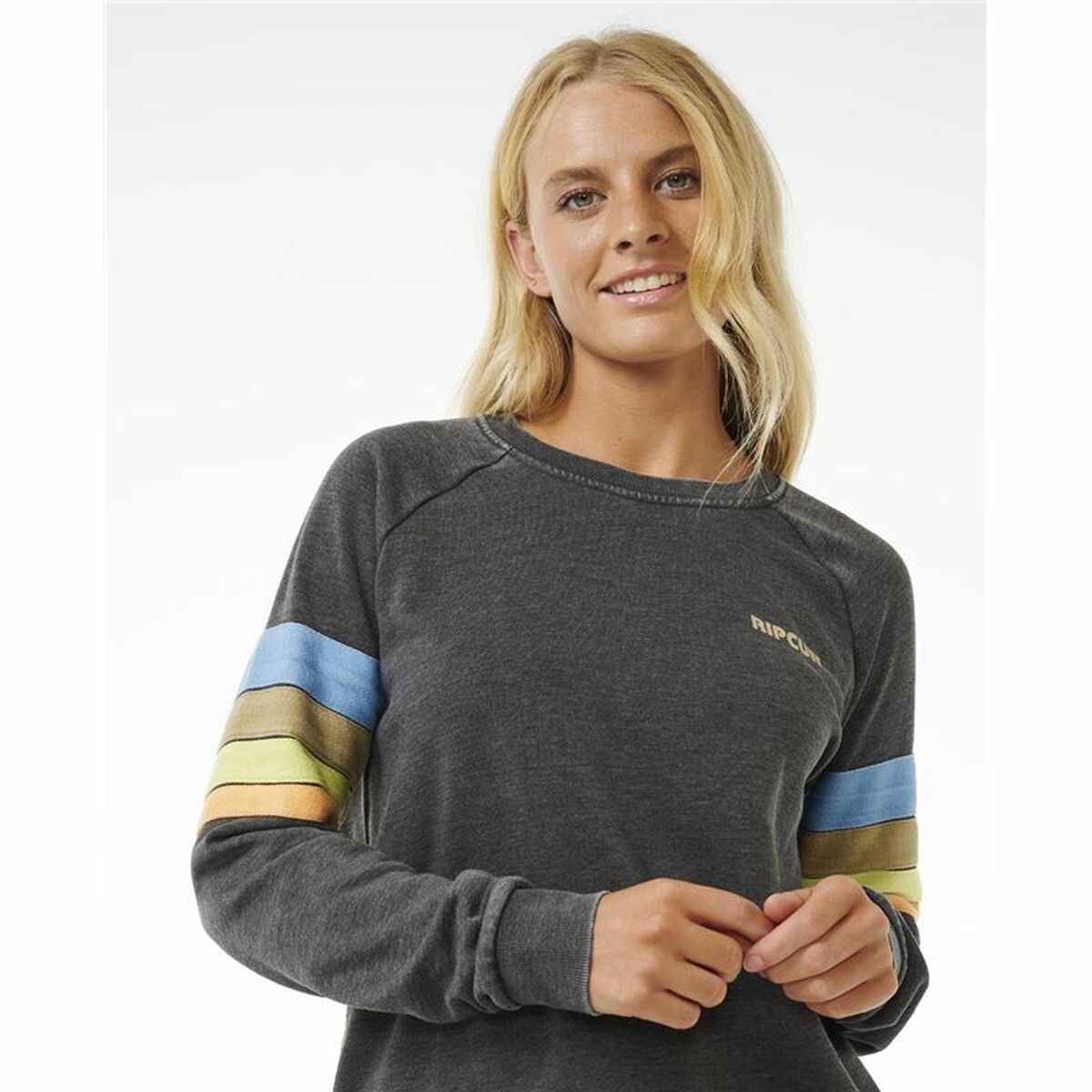 Women’s Sweatshirt without Hood Rip Curl High Tide Surf Raglan Crew Grey